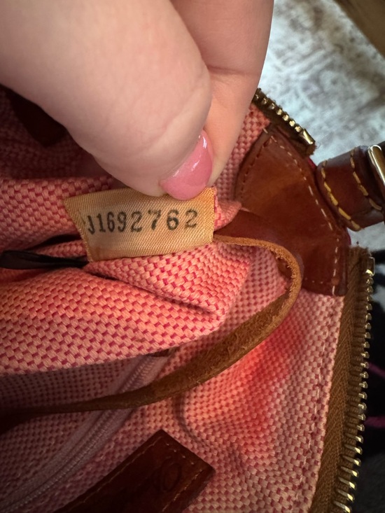 Red Leather Dooney & Bourke Crossbody Bag with Brown Leather Padded Strap - Picture 6 of 8